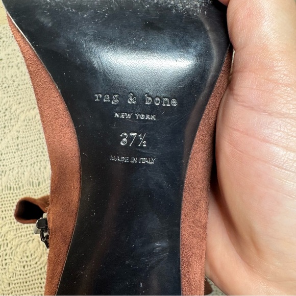 Rag & Bone Beha Suede Mahogany Booties Size 37 1/2 - Picture 7 of 9